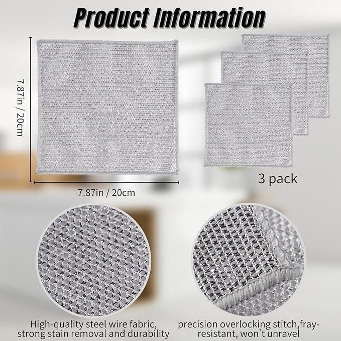Multipurpose Wire Dishwashing Rags for Wet and Dry Pack of 10 With Free GAP CLEANING BRUSH