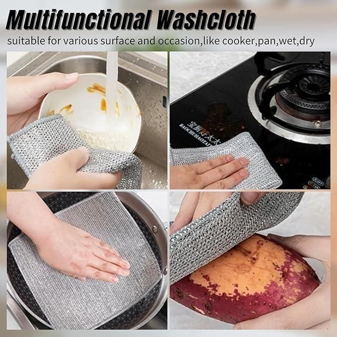 Multipurpose Wire Dishwashing Rags for Wet and Dry Pack of 10 With Free GAP CLEANING BRUSH