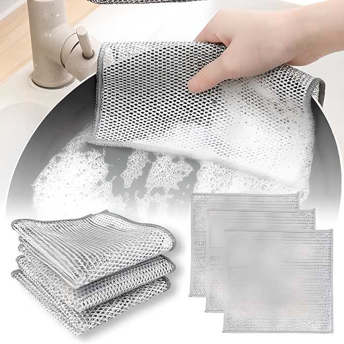 Multipurpose Wire Dishwashing Rags for Wet and Dry Pack of 10 With Free GAP CLEANING BRUSH