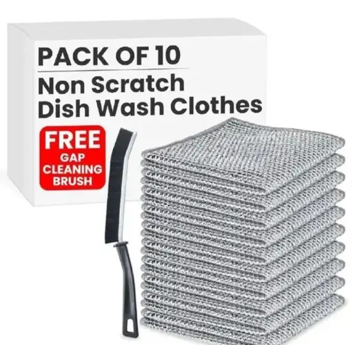 Multipurpose Wire Dishwashing Rags for Wet and Dry Pack of 10 With Free GAP CLEANING BRUSH